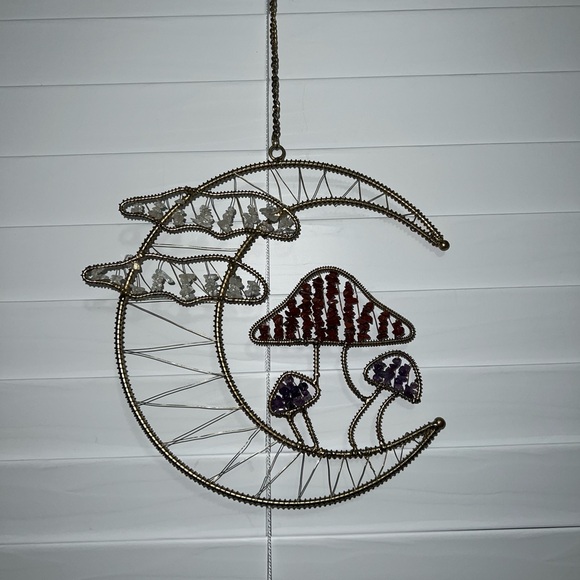 Celestial Moon & Crystal Mushroom Hanging Decor - Picture 2 of 5